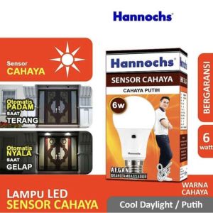 Lampu Led Sensor Cahaya Hannochs 6Watt Cahaya Putih Murah MJ Elektric