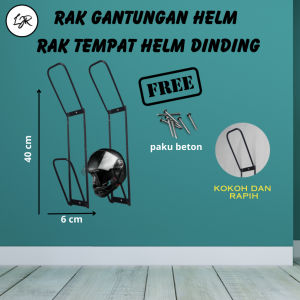 LJR Rak Gantungan Tempat Helm Besi 5 Susun yang Kokoh dan Kuat Tempel Dinding - hitam