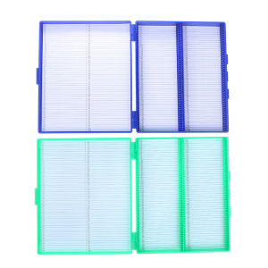 💞【Special price】💖Muya 4 Colors Plastic Rectangle Hold 100 Microslide Slide Microscope Box Laboratory Supplies Material Teaching