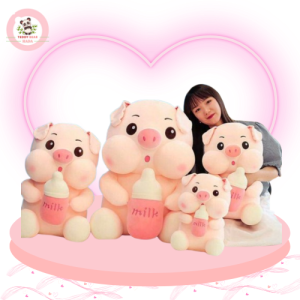 Gấu Bông Gấu Ôm Heo Ôm Bình Sữa Heo Milk Lợn Nhồi Bông Chất Liệu Vải Nhung Mịn Cao Cấp