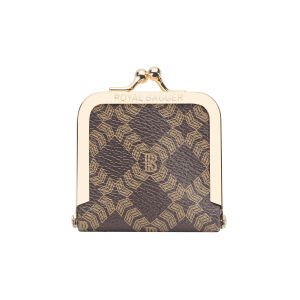 Royal Bagger Mini Retro Jewelry Box for Women Slim Kiss Lock Purse with Removable Chain Signature Coated Canvas & Vegetable-Tanned Leather 7120