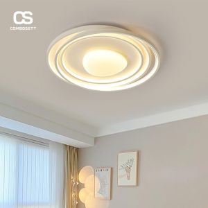 Đèn LED ốp trần phong cách Bắc Âu tối giản màu trắng tròn trang trí phòng ngủ phòng khách