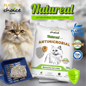 Platinum Choice AM Series Natureal Antimicrobial Tofu Cat Litter 10L - Plant Based Bentoite Cat Litter Odor Control Fast Clumping 100% Biodegradable TUV SUD Certified.