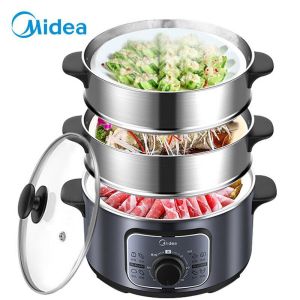 Midea Electric Steamer Household Multi-Purpose 3 Layer Electric Cooker 304 Stainless Steel Large-Capacity Timed Steamer Automatic Power-Off