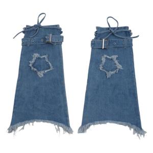 Cô Gái Punk Denim Làm ấm chân Jean Báng Tất ống chân Ngọt Ngào Mắt Cá Chân Vớ cổ cao Sinh Viên Cô Gái tất ống dài trung bình Cho Womens
