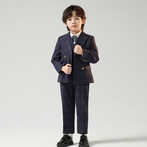 3PCS Kid Suit Handsome Pageboy Wedding Dress Performance Costume Presenter Formal Blazer For Boy