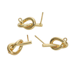 2pcs/bag 14K Gold Plated Brass Twisted Knot Stud Earring Belt Hanger For DIY Women Girls Earring