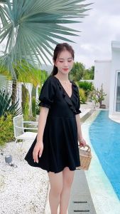 Swimsuit 1-piece ladies dress Korean ins fashion cover belly Slim conservative hot spring