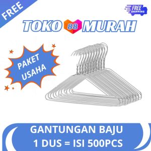 Toko Murah 88 - Gantungan Baju Kawat - (Paket Usaha isi 500pcs / 1 Dus) Anti Karat Super Murah