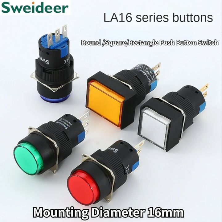 Led Button Switch Sweideer La16 Self Locking Reset Miniature Circle 