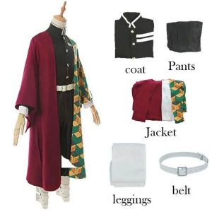 Local Ready Stock Giyuu Tomioka Cosplay Costume Demon Slayer Kimetsu No Yaiba Full Set Haori Uniform Belt Wig Option For Men Halloween Anime Outfit