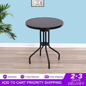 Coospro Outdoor Furniture Garden Set Black Glass Outdoor Table and Chairs for Balcony＆Terrace