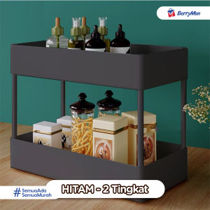 RAK YUMI DAPUR PLASTIK PERSEGI 4 SUSUN Tempat Penyimpanan Square Portable Serbaguna Dengan Roda