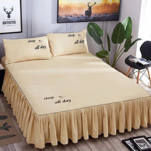 ผ้าปูเตียงเย็บมุมสีทึบเกาหลี1.5ม./1.8สไตล์กระโปรงชั้นใน3/4/5ft ผ้าคลุมฟูก (ไม่รวมปลอกหมอน)