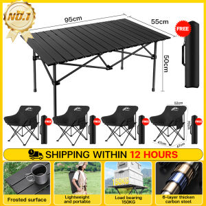 Folding Camping Table 53CM 95CM 120CM Barbecue Picnic Outdoor Portable High Strength Aluminum Alloy Table Portable Multi-Function Ultra-light Picnic Table Picnic Outdoor Furniture