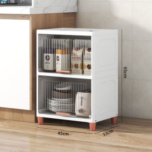 【GiftTown】Modern Kitchen Cabinets Floor Flip Snack Storage Cabinet Home Kitchen Furniture Multi-layer Pot Rack Cupboard Bedroom Cabinet