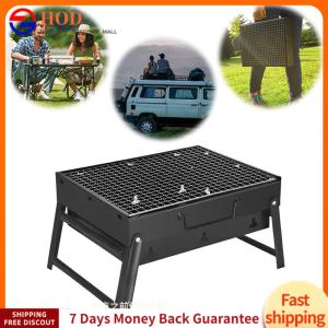 【Outdoor】Stainless Steel Folding BBQ Charcoal Grill Lightweight Tabletop Barbecue Grill Multifunction for Beach Garden Party