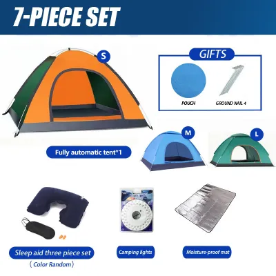 Portable Outdoor Camping Tent Foldable 2/4/6/8 person tent multi-color automatic pop-up and rainproof with hammock set