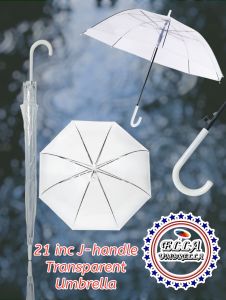 (ELLA SHOP) 21/23 Transparent J-handle plastic Thickened Environmentally Friendly Umbrella