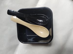 Tô vuông melamine đen bóng / nâu bóng / trắng bóng  tô bán chè - DV 96 : 15.1 x 15.1 x 1.9 cm / muỗng no25