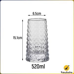 N.K.【Ready in Stock】 520ml Creative Diamond Glasses Cup Juice/Milkshake/Soda Water Glass for Restaurant Bar Milk Tea Use