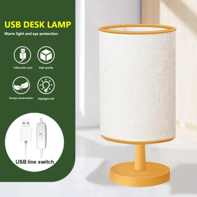 USB LED Lamp Shade Bedroom Bedside Lamp Solid Nordic Lampshade