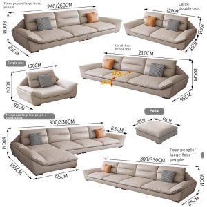Urban Echo Chenille Cotton Linen Fabric Sofa/Living Room Large and Small Apartment Corner Chaise Longue Combination Sofa