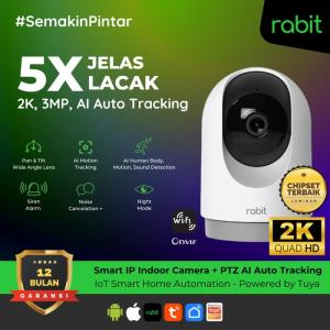RABIT Camera Jarak Jauh Wifi Smart IP CCTV Camera Indoor 4 MP PTZ - Bisa putar 355 Derajat Dan Komunikasi Dua Arah