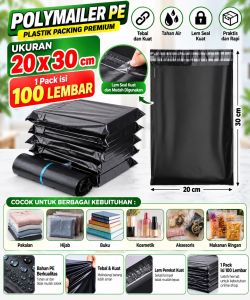 (TERMURAH ) ISI 100LEMBAR PLASTIK POLYMAILER premium tebal / plastik packing toko olshop HD / Packing Polos Packing Plastik Polymailer Online Shop / plastik packing toko online tebal termurah warna hitam / plastik hitam / packing online shop termurah