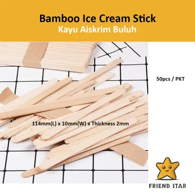 Batang Aiskrim [50pcs] Ice Cream Stick / Bamboo Ice Cream Stick 114mm