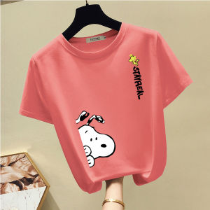 NingDe Woman Short Sleeve T-shirt New Classic Cartoon Snoopy Print tshirt Harajuku Style T-Shirt for Women Ins T Shirt Men and Women Summer Tshirt Unisex Tshirt Cartoon Tee Tops Clothing Short