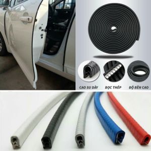 Cuộn 5m Gioăng Cao Su Nẹp Viền Cửa Chữ U Lõi Thép Chống Va Đập Trầy Xước Cánh Cửa Ô Tô