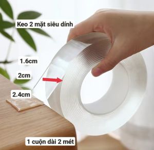 1 cuộn dài 2 mét Băng Dính 2 Mặt Nano Trong Suốt Đa Năng Siêu Dính Cuộn Băng Keo Siêu Bám 2 Mặt các bản /2cm/2.4cm/3P - Cửa Hàng Nam