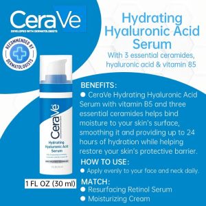 CeraVe Hydrating Hyaluronic Acid Serum & Resurfacing Retinol Serum & Skin Renewing Retinol Serum