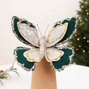 DITIPOO Vẽ tay Đồ trang trí hình bướm Giáng sinh Kim tuyến 3D Hai lớp Bướm mô phỏng Sáng tạo Hoàn thiện bằng công nghệ phủ nhung Trang trí cây thông Noel Trang trí cảnh quan