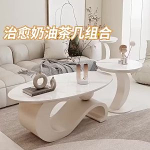 Living room rock plate coffee table modern simple household oval tea table new light luxury bedroom child mother tea table side table