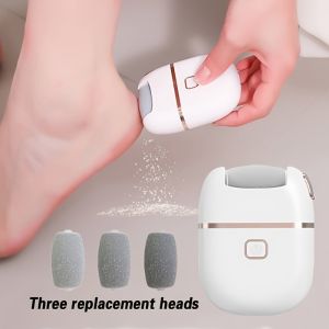 1pc Rechargeable Electric Foot Grinder with Three Replaceable Grinding Heads Thick Grinding Head for Thick Polishing Portable and Easy to Use USB Charging