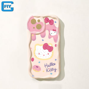 Cute Kitty Cat ice Cream Donut Phone Case For OPPO Reno 4 Reno 4 Pro Reno 4F Reno 5 Reno 5F Reno 6 Reno 6Z Reno 7 Reno 7Z Reno 8 Reno 8T Reno 8T Reno 8 Pro Reno 8 Pro+ Casing Cover Wave Border TPU Shockproof Phone Shell
