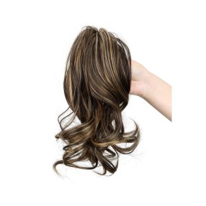 SUTONGXUE 12 inch Tóc đuôi ngựa xoăn ngắn Tổng hợp Đen Nâu Vàng Phần mở rộng tóc đuôi ngựa bằng kẹp móng vuốt Phụ kiện tóc Bông xốp Tóc đuôi ngựa Các quý cô