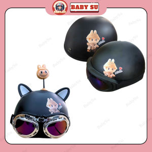 Mũ bảo hiểm 1/2 tem Labubu kính uv phi công kèm phụ kiện cute dễ thương - Hàng chính hãng Long Thanh cao cấp