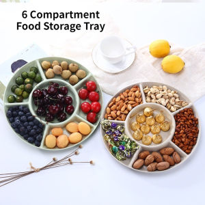 6 Compartment Food Storage Tray Dried Fruit Snack Plate For Snacks Appetizer Party Candy Nuts Dish