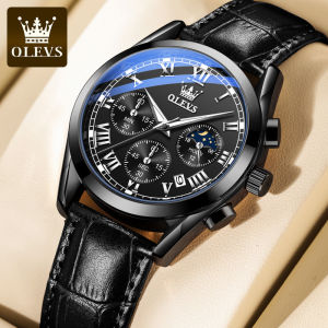 OLEVS 2871 Luxury Fashion Glass Quartz Analog Leather Men Watch Casual Leather Strap Men Wristwatch Luxury Timepieces