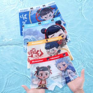 KUCHAR 4PCS Children Ice Silk Modal Boys Boxer Shorts Cartoon Nezha Ao Bing Thin Flat Angle Underwear Comfortable Breathable Innerwear