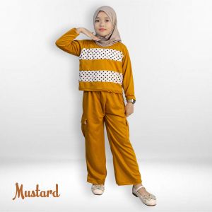 CF Kids Setelan Anak Perempuan Celana Cargo Polkadot Casual Style – Setelan Anak Kekinian