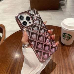 Ốp lưng điện thoại lấp lánh sang trọng cho iPhone 16 15 14 13 12 11 Promax Ốp lưng bảo vệ mạ điện kim tuyến màu gradient Love