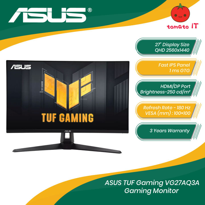 ASUS TUF Gaming VG27AQ3A 27" QHD 2560x1440 Gaming Monitor Lazada