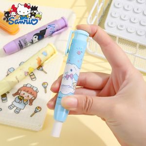Sanrio My Melody Kuromi Cinnamoroll Press type Eraser Cartoon Pen Press Eraser Type Automatic No Trace Retractable Eraser Wipe Clean School Student