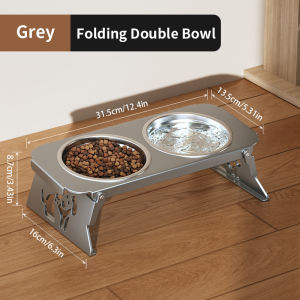 DewyBabe Stainless Steel Pet Bowl Height Increasing Spine Protection Foldable Feeder for Cat & Dog 宠物碗