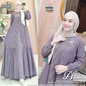 Ayasha by Uwais Gamis Maxi Dress Bahan Ceruti Babydoll Full Furing LD 106 PB 138