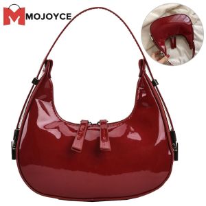 Compact Womens Crescent Satchel with Zipper Casual Shoulder Bag for Travel and Dating in Vibrant Colors
